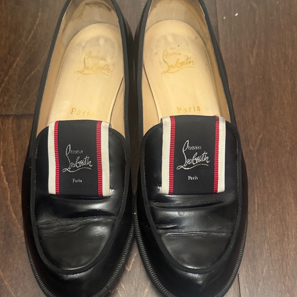 Christian Louboutin Black and Red Loafers